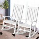 Honhorrs Acacia Wood Rocking Chair, High Back and Contoured Slatted Seat with Broad Patio Armrests