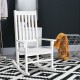 Honhorrs Acacia Wood Rocking Chair, High Back and Contoured Slatted Seat with Broad Patio Armrests