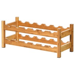 Two-Tier Bamboo Wine Rack by Honhorrs, Twelve Horizontal Bottle Positions in an Open Storage Layout