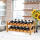 Two-Tier Bamboo Wine Rack by Honhorrs, Twelve Horizontal Bottle Positions in an Open Storage Layout