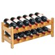 Two-Tier Bamboo Wine Rack by Honhorrs, Twelve Horizontal Bottle Positions in an Open Storage Layout