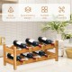 Two-Tier Bamboo Wine Rack by Honhorrs, Twelve Horizontal Bottle Positions in an Open Storage Layout
