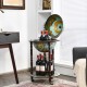 Honhorrs 17-Inch Globe Drinks Cart, Historic Map Design with Wood Legs, Lower Shelf and Casters