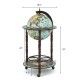 Honhorrs 17-Inch Globe Drinks Cart, Historic Map Design with Wood Legs, Lower Shelf and Casters
