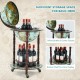 Honhorrs 17-Inch Globe Drinks Cart, Historic Map Design with Wood Legs, Lower Shelf and Casters