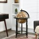 Honhorrs Nautical-Chart Globe Wine Cabinet on Wheels, Two Storage Levels and Solid Wood Legs