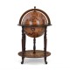 Honhorrs Globe-Style Rolling Wine Cabinet, Lift-Top Bottle Storage with Wood Legs and a Lower Shelf