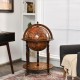 Honhorrs Globe-Style Rolling Wine Cabinet, Lift-Top Bottle Storage with Wood Legs and a Lower Shelf