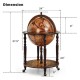 Honhorrs Globe-Style Rolling Wine Cabinet, Lift-Top Bottle Storage with Wood Legs and a Lower Shelf