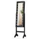Honhorrs Standing Mirrored Jewelry Armoire, LED Interior with Ring Slots, Hooks and Makeup Storage