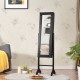 Honhorrs Standing Mirrored Jewelry Armoire, LED Interior with Ring Slots, Hooks and Makeup Storage