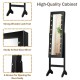 Honhorrs Standing Mirrored Jewelry Armoire, LED Interior with Ring Slots, Hooks and Makeup Storage