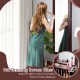 Honhorrs LED Mirrored Jewelry Cabinet, Wall or Door Mount with Ring Slots, Necklace Hooks and Lock