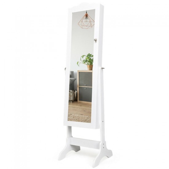 Honhorrs Lockable Jewelry Cabinet and Full-Length Dressing Mirror with Four Adjustable Tilt Angles