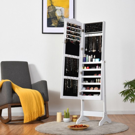 Honhorrs Lockable Jewelry Cabinet and Full-Length Dressing Mirror with Four Adjustable Tilt Angles