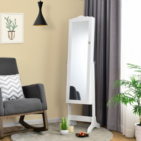 Honhorrs Lockable Jewelry Cabinet and Full-Length Dressing Mirror with Four Adjustable Tilt Angles