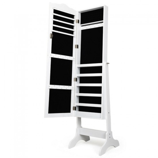 Honhorrs Lockable Jewelry Cabinet and Full-Length Dressing Mirror with Four Adjustable Tilt Angles
