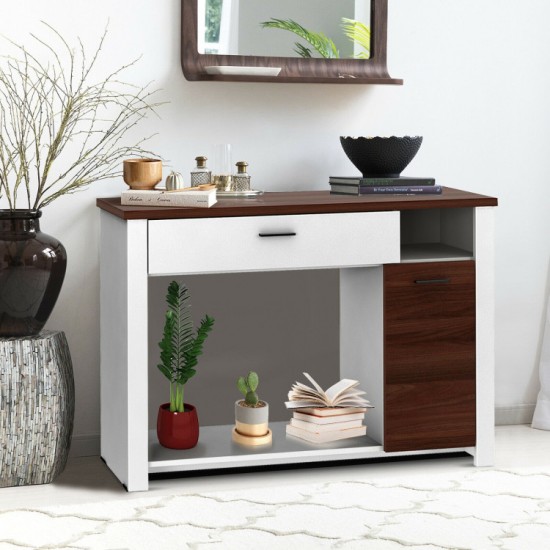 Honhorrs 48-Inch Console Table, Drawer and Cabinet Storage with Open Compartment and Lower Shelf