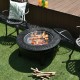 Honhorrs Outdoor Steel Fire Pit, Mesh Spark Screen and Poker with Protective Cover for Garden Use