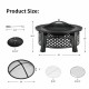 Honhorrs Outdoor Steel Fire Pit, Mesh Spark Screen and Poker with Protective Cover for Garden Use