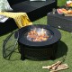 Honhorrs Outdoor Steel Fire Pit, Mesh Spark Screen and Poker with Protective Cover for Garden Use