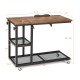 Honhorrs C-Shaped Laptop Side Table: Adjustable Height, Tilting Top, Wire Shelves and Locking Wheels