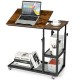 Honhorrs C-Shaped Laptop Side Table: Adjustable Height, Tilting Top, Wire Shelves and Locking Wheels