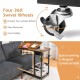 Honhorrs C-Shaped Laptop Side Table: Adjustable Height, Tilting Top, Wire Shelves and Locking Wheels