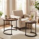 Honhorrs Round Nesting Coffee Tables, Set of Two with Powder-Coated Frames and Adjustable Foot Pads