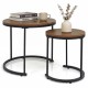 Honhorrs Round Nesting Coffee Tables, Set of Two with Powder-Coated Frames and Adjustable Foot Pads