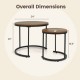 Honhorrs Round Nesting Coffee Tables, Set of Two with Powder-Coated Frames and Adjustable Foot Pads