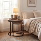 Honhorrs Round Nesting Coffee Tables, Set of Two with Powder-Coated Frames and Adjustable Foot Pads