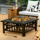 Honhorrs 32-Inch Square Steel Fire Pit, Grill and Ice Bowl with Spark Screen, Poker and Rain Cover