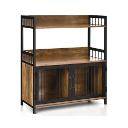XVX Kitchen Microwave Stand with 2 Open Shelves, Lower Storage Cabinet and Industrial Frame