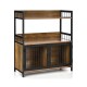 Honhorrs Kitchen Microwave Stand with 2 Open Shelves, Lower Storage Cabinet and Industrial Frame