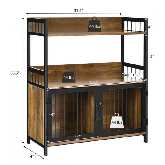 Honhorrs Kitchen Microwave Stand with 2 Open Shelves, Lower Storage Cabinet and Industrial Frame