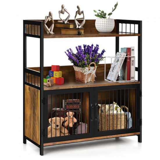 Honhorrs Kitchen Microwave Stand with 2 Open Shelves, Lower Storage Cabinet and Industrial Frame