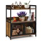 Honhorrs Kitchen Microwave Stand with 2 Open Shelves, Lower Storage Cabinet and Industrial Frame