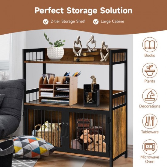Honhorrs Kitchen Microwave Stand with 2 Open Shelves, Lower Storage Cabinet and Industrial Frame