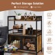 Honhorrs Kitchen Microwave Stand with 2 Open Shelves, Lower Storage Cabinet and Industrial Frame