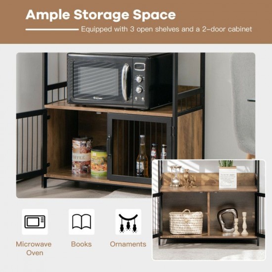 Honhorrs Kitchen Baker's Rack with 3 Open Shelves, 2-Door Lower Cabinet and Anti-Toppling Device