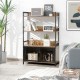 Honhorrs Kitchen Baker's Rack with 3 Open Shelves, 2-Door Lower Cabinet and Anti-Toppling Device