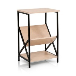 XVX Three-Tier Industrial Side Table, V-Shaped Book Shelf with Steel Frame and Adjustable Feet