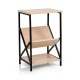 Honhorrs Three-Tier Industrial Side Table, V-Shaped Book Shelf with Steel Frame and Adjustable Feet
