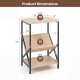 Honhorrs Three-Tier Industrial Side Table, V-Shaped Book Shelf with Steel Frame and Adjustable Feet