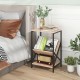 Honhorrs Three-Tier Industrial Side Table, V-Shaped Book Shelf with Steel Frame and Adjustable Feet