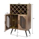 Honhorrs Wine Bar Cabinet, Removable 11-Bottle Rack with Hanging Glass Storage and Metal Mesh Doors