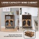 Honhorrs Wine Bar Cabinet, Removable 11-Bottle Rack with Hanging Glass Storage and Metal Mesh Doors