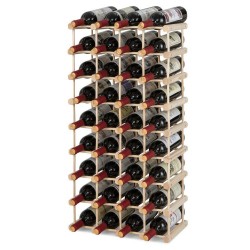Honhorrs 36-Bottle Stackable Wooden Wine Rack with Modular Sections and Curved Bottle Supports