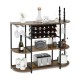 Honhorrs 47-Inch Wine Storage Table with 18-Bottle Rack, 8-Glass Holders and Adjustable Feet